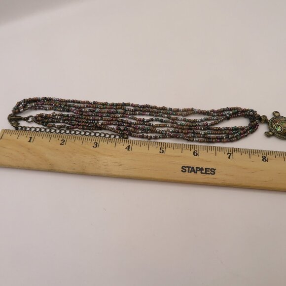 Turtle Pendant on Beaded Necklace - Picture 4 of 6
